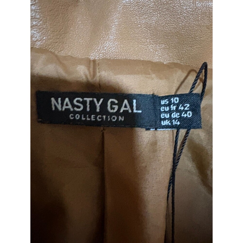 Nasty Gal Collection Faux Leather Blazer Jacket Tan Brown Size US 10 Lined - Picture 8 of 16